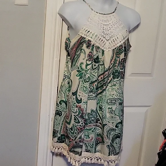 Shein Crochet Detail Boho Style Halter Dress - Picture 2 of 10